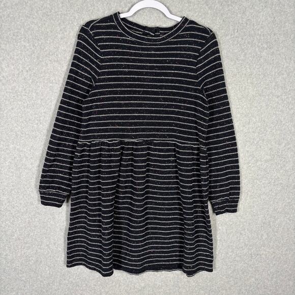 Loft Dress Small Navy Striped Flecked Puff Babydoll‎ Flowy Sailor Nautical Swing - Picture 1 of 14